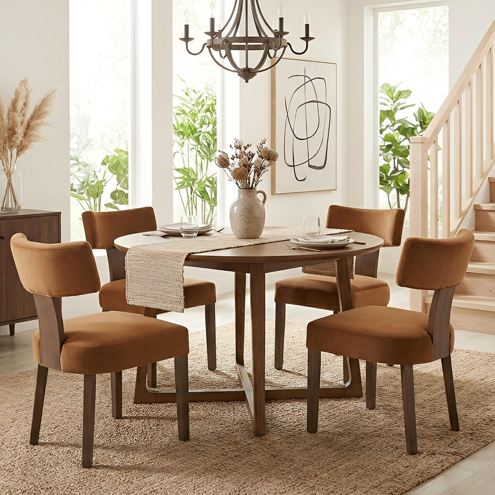 HNY Mid Century Modern Dining Chairs, Velvet Fabric Farmhouse Upholstered and...