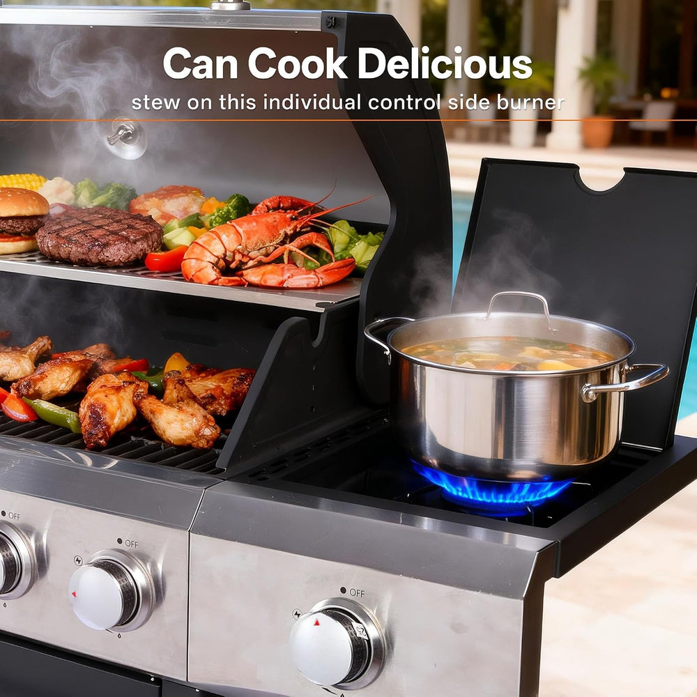 Endark 6-Burner Propane Gas Grill – 68,500 BTU Stainless Steel BBQ with Side ...