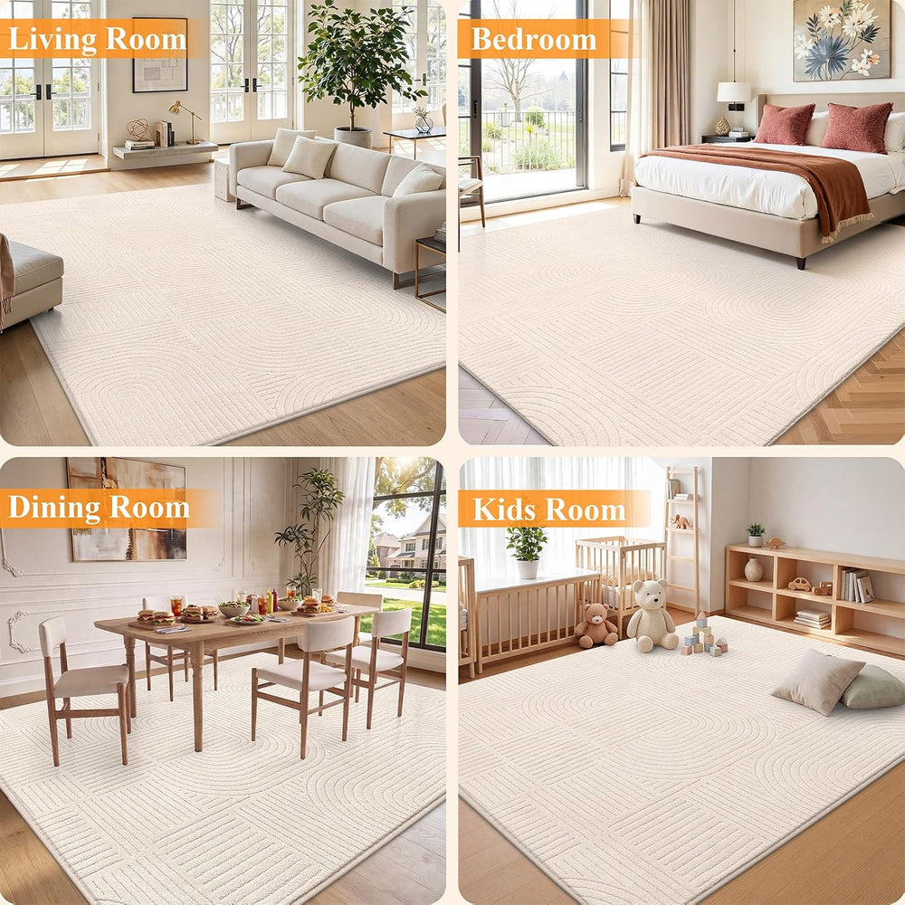 HEBE 6'x9' Area Rugs for Living Room,Washable Non Slip Textured Bedro...
