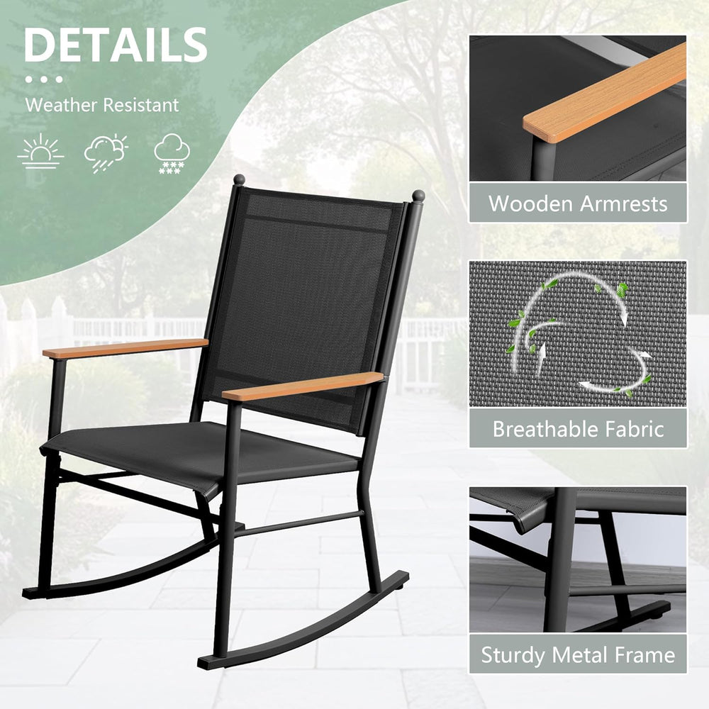 Shintenchi Outdoor Rocking Chairs Set of 2,Upgraded High Back Patio Rocking C...