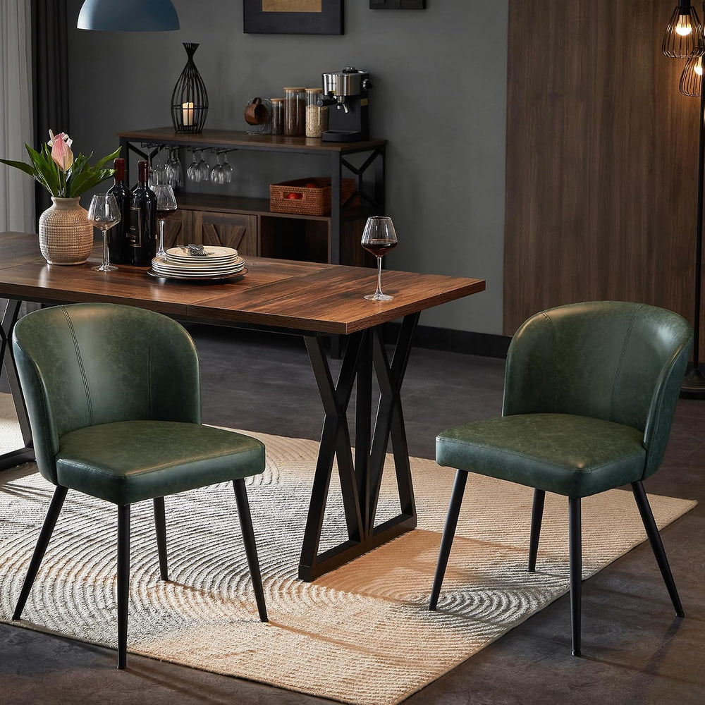 Susalt Upholstered Faux Leather Dining Chairs Set of 2, Green