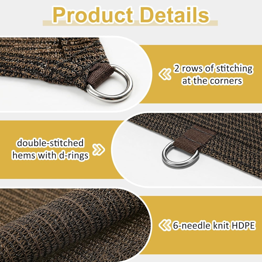 Shade&Beyond 90% Sun Shade Cloth with D-Rings & Reinforced Corner Web...