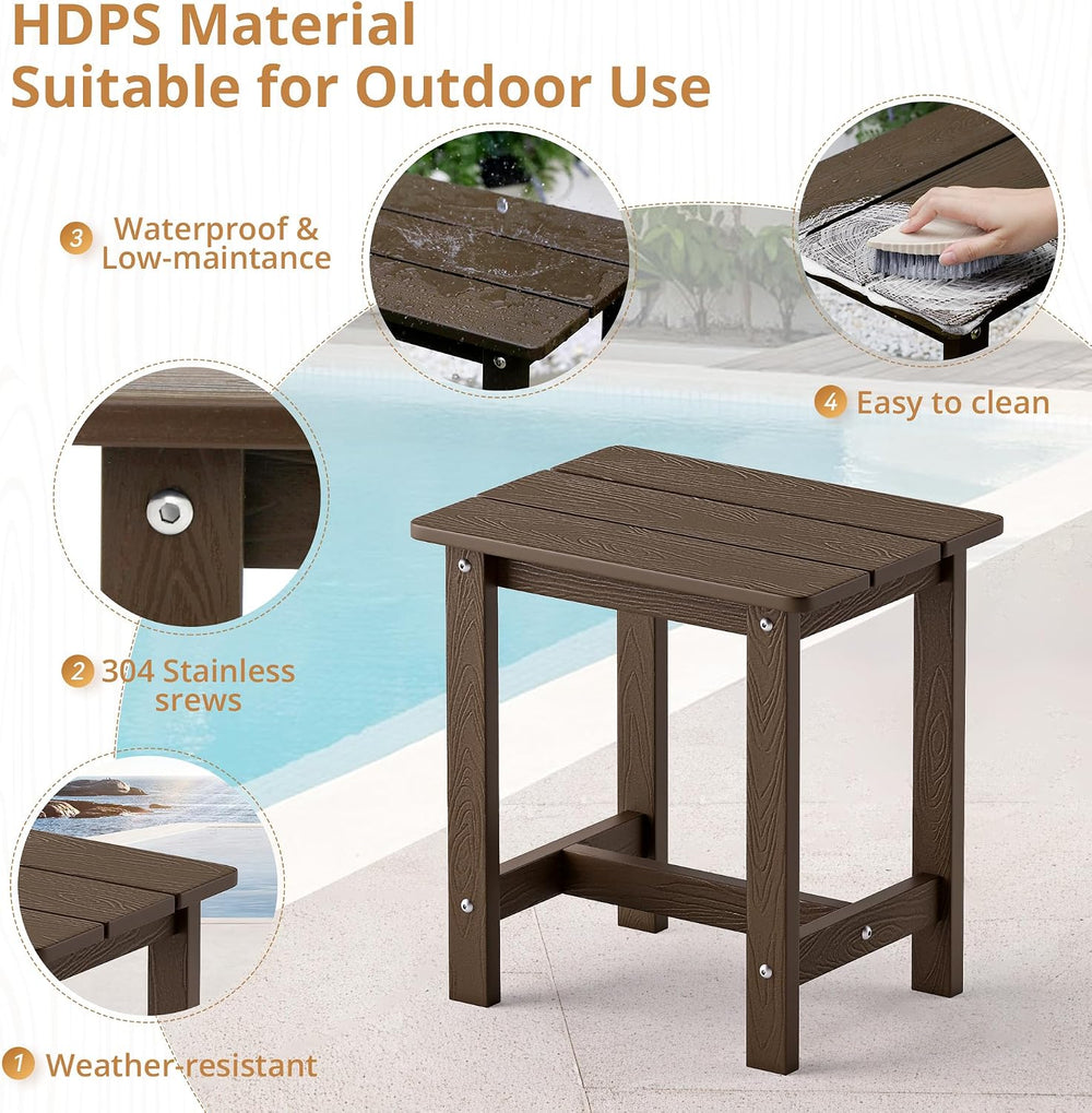 LUE BONA Outdoor Side Table, HDPS Small Outdoor Adirondack Side Tables, Outsi...