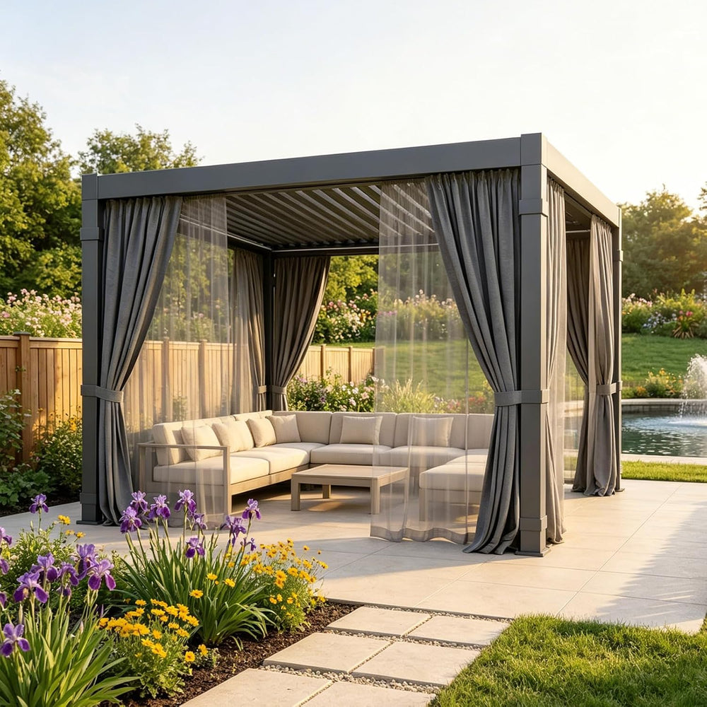 Louvered Pergola 10x12FT, Outdoor Aluminum Pergola with Adjustable Louvered R...