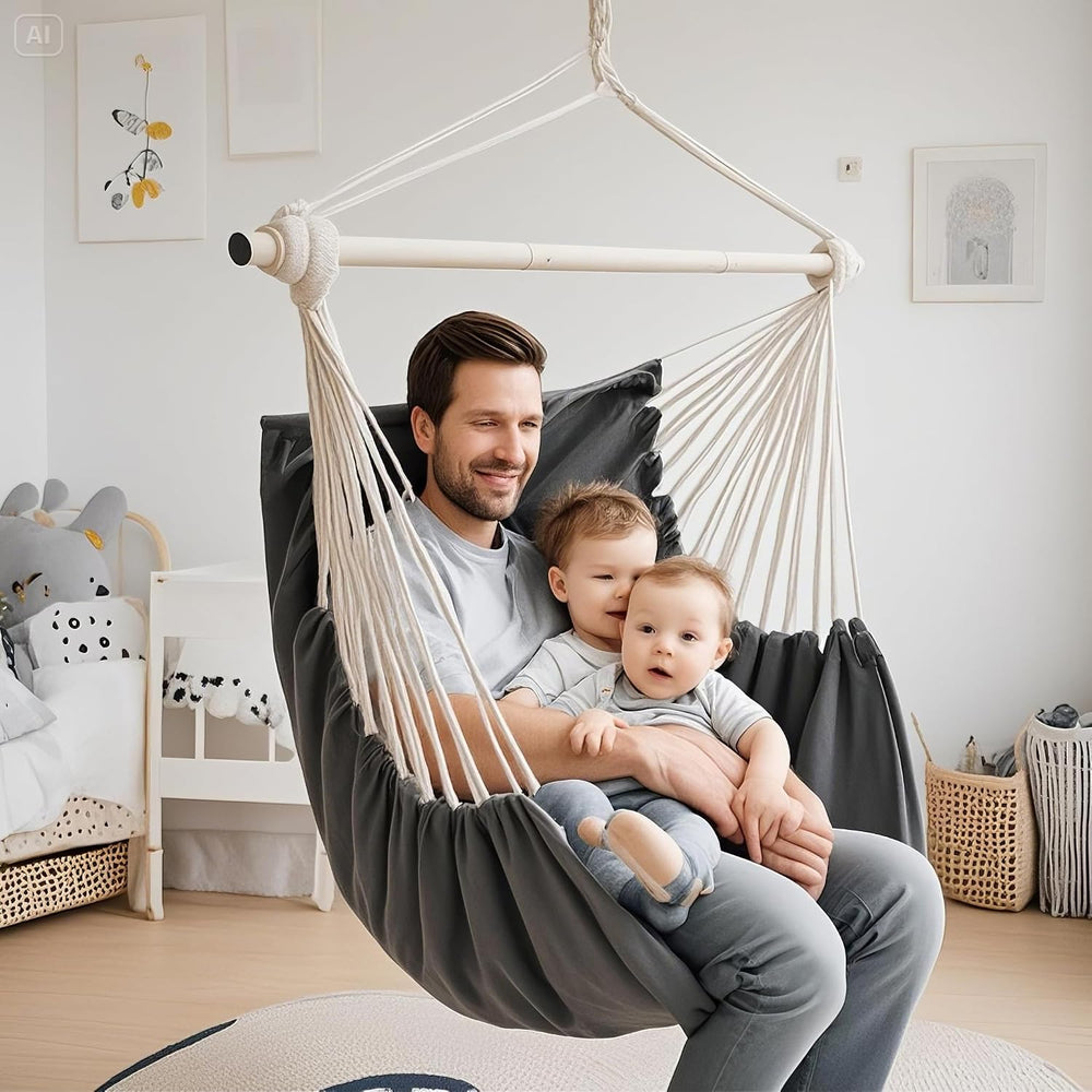 Large Hammock Swing Chair, 39.4 x 53.1in with Metal Spread(Dark Grey)