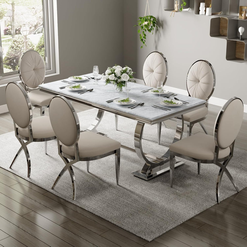 Dining Table, 70" Rectangular Modern Kitchen and Dining Room Table with ...