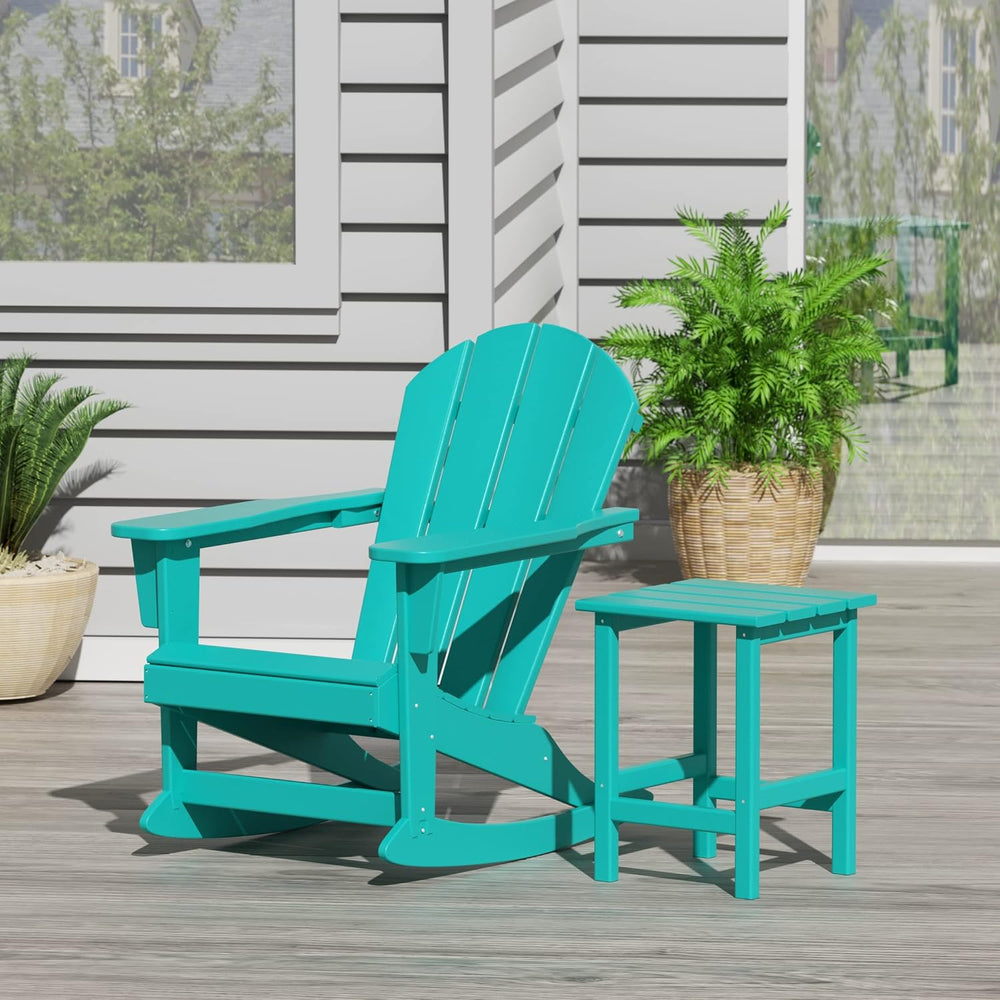 WestinTrends Malibu Outdoor Patio Rocking Adirondack Chairs with Side Table S...