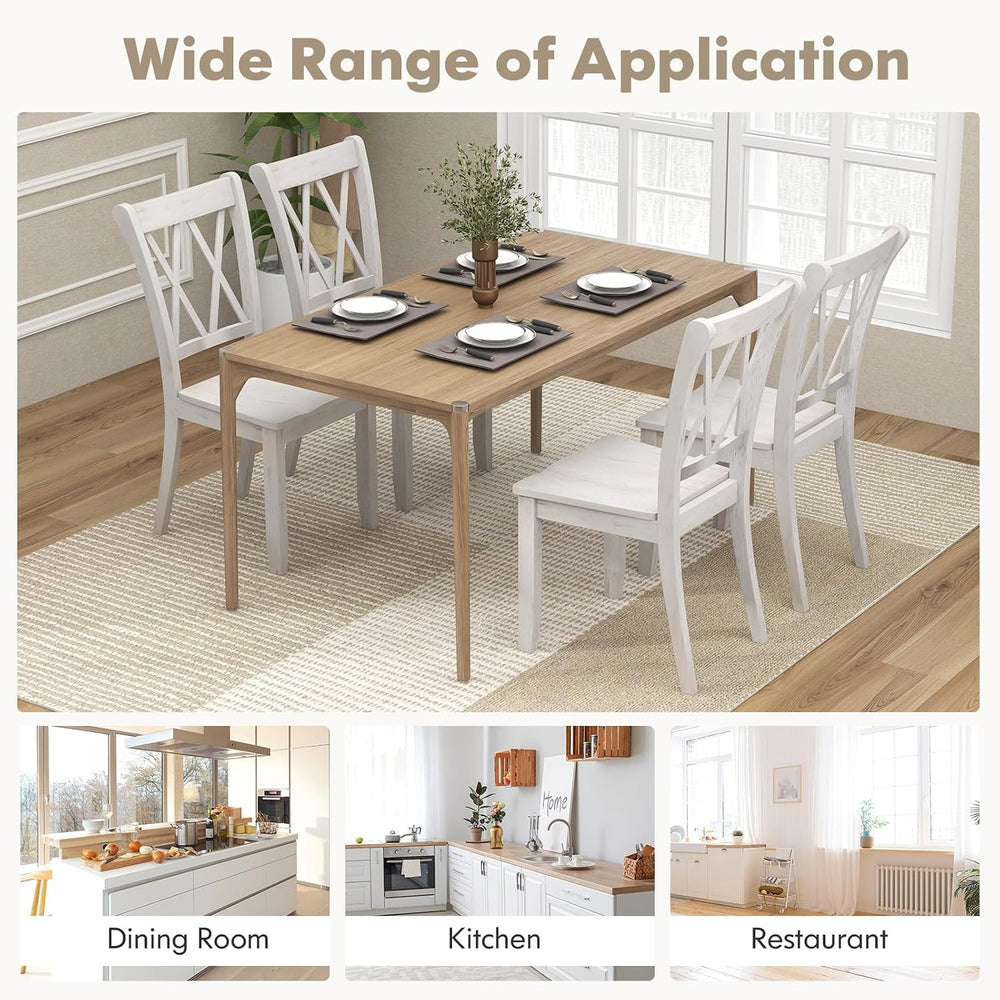 GOFLAME Wooden Dining Chairs Set of 4, Mid Century Farmhouse Kitchen Chairs w...