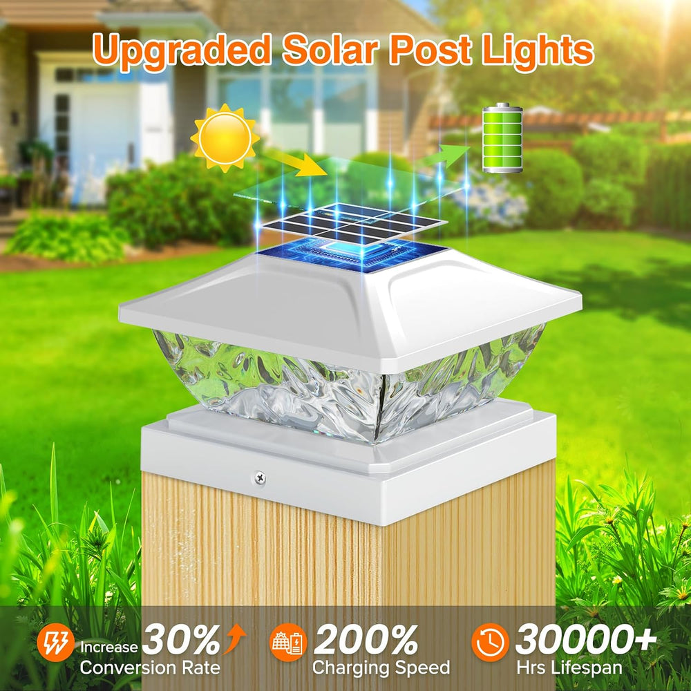 Solar Post Cap Lights Outdoor 6 Pack, 2 Modes Bright Fence Post Solar Lights ...