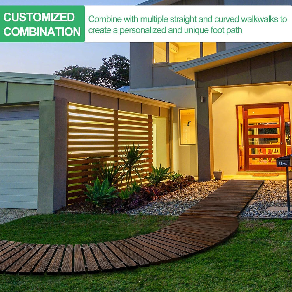 RELIANCER 6' Wooden Garden Pathway,Outdoor Roll Out Cedar Curved Walkway,...