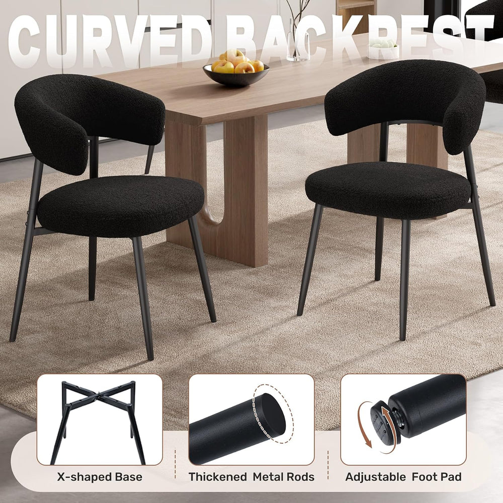 Dining Chairs Set of 2, Mid Century Modern Kitchen Chairs, Boucle Upholstered...