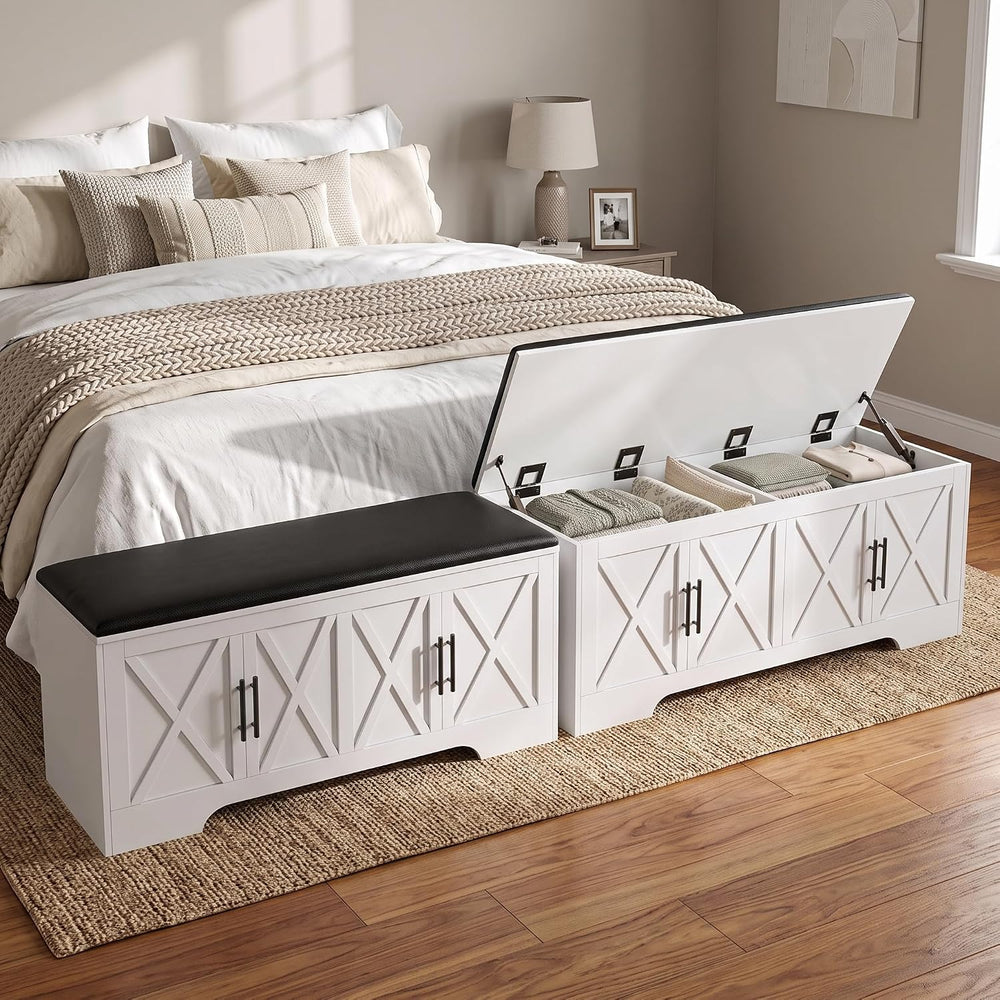DreamDashio Storage Bench with Cushion, 47.2" End of Bed Storage Bench w...