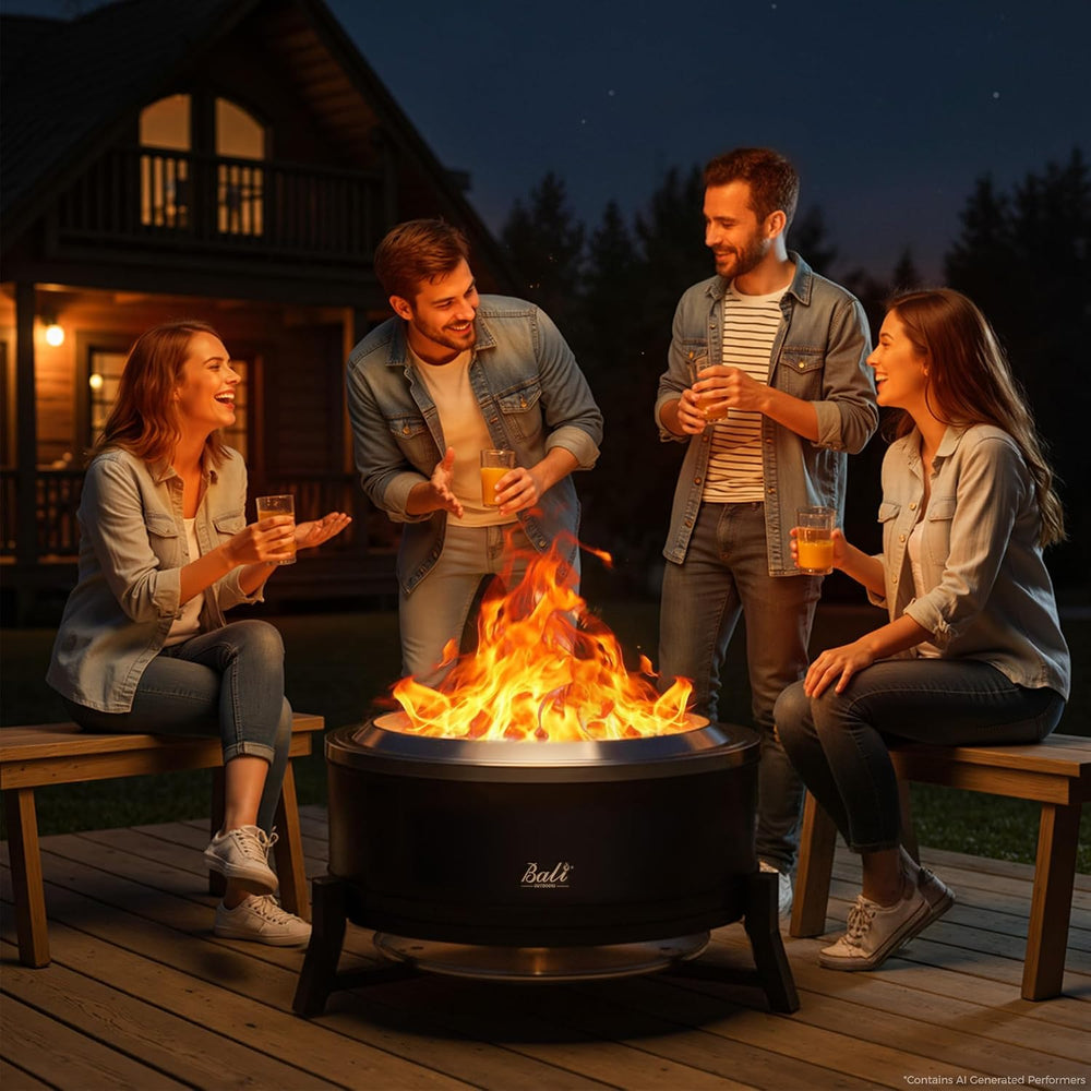 Large Outdoor Fire Pit for Smokeless Firepit Wood Burning with Grill