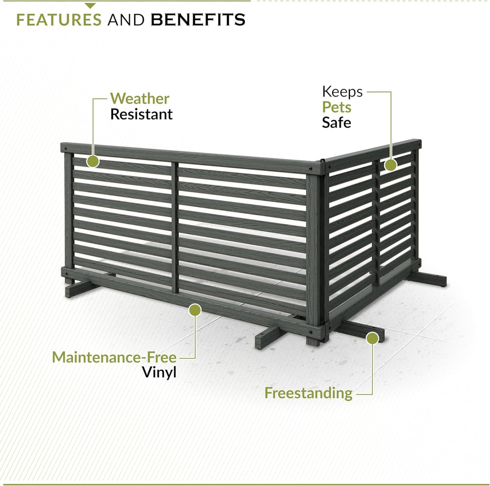 Zippity Portable Puppy Slatted Fence, Charcoal Vinyl DIY Freestanding Kit