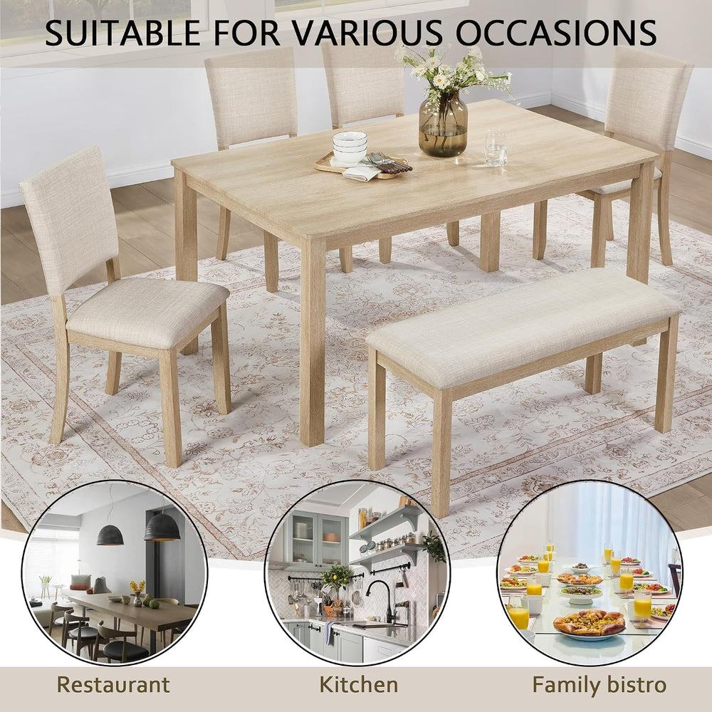 Harper & Bright Designs 6-Piece Dining Set with Bench & 4 Upholstered...