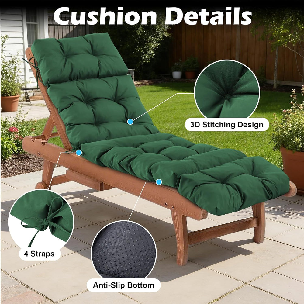 Chaise Lounge Cushions Outdoor, Waterproof & Fade Resistant Patio Lounge ...