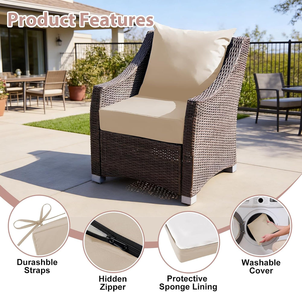 Outdoor Deep Seat Cushion Set, 24x24 Inch, Beige, Set of 1