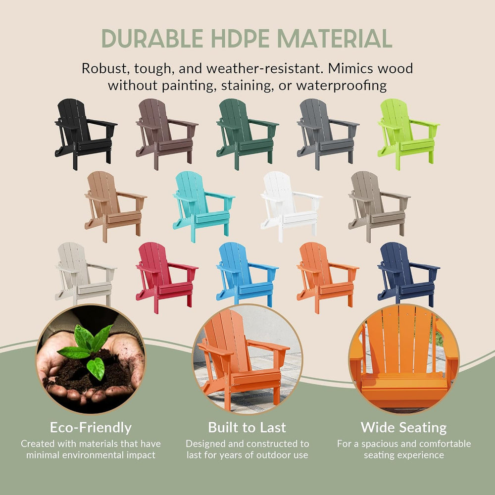 WestinTrends Malibu Outdoor Patio HDPE Folding Adirondack Chair, Orange