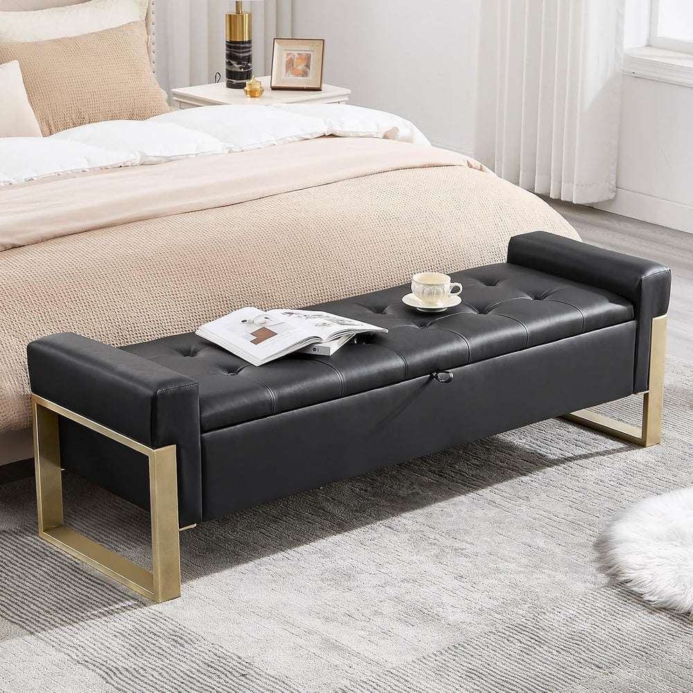 67'' End of Bed Storage Bench, Storage Ottoman Bench for Bedroom King...