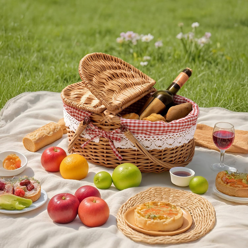 GRANNY SAYS Wicker Picnic Baskets with Lid and Handle, Cute Picnic Basket