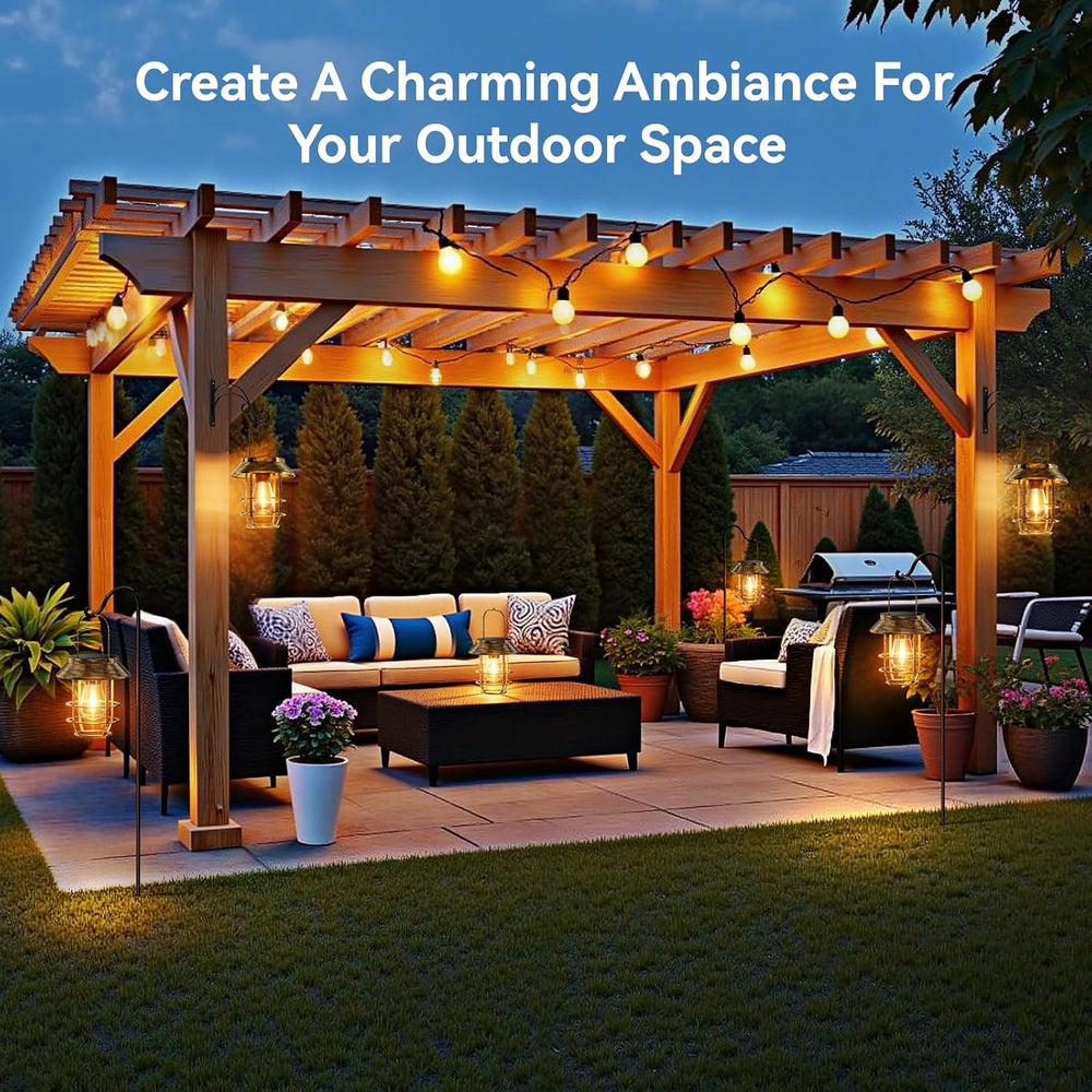 4 Pack Solar Lanterns Outdoor Waterproof, Metal Hanging Lantern, Bronze