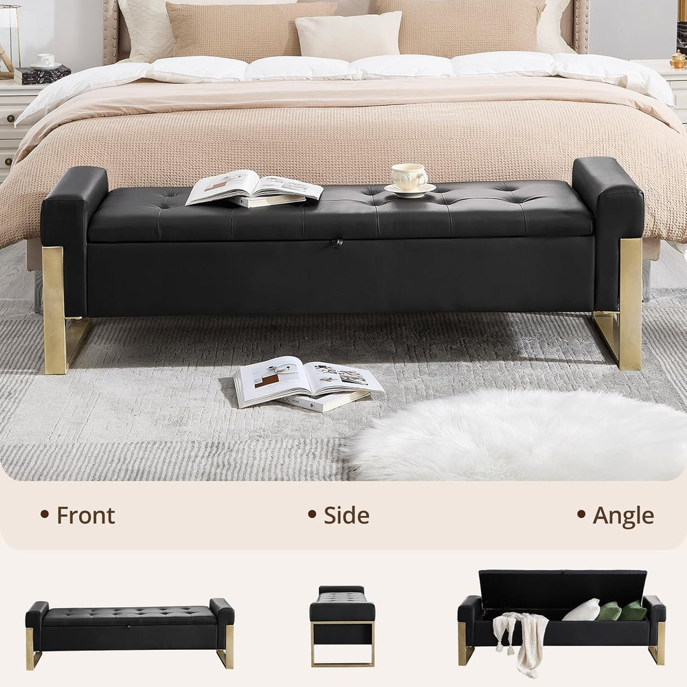 67'' End of Bed Storage Bench, Storage Ottoman Bench for Bedroom King...