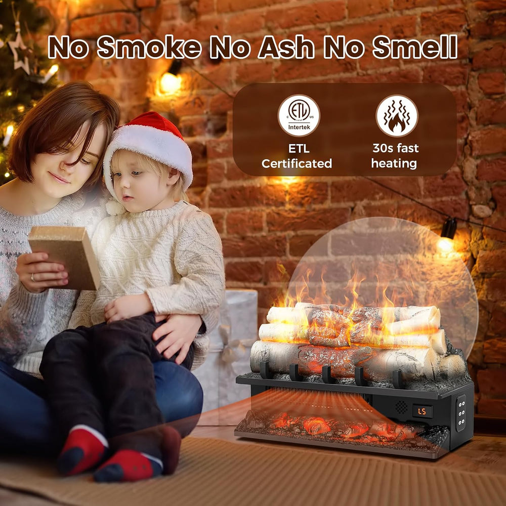 21" Freestanding Electric Fireplace Log Set with Cracking Sound, Firepla...