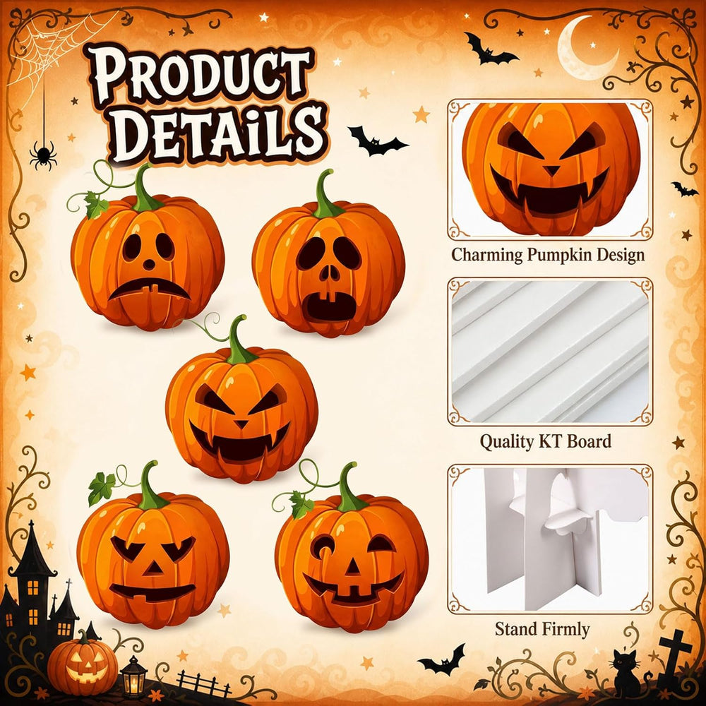 Capoda 5 Pcs Large Halloween Pumpkin Cardboard Cutouts Decor, 18.5 inch