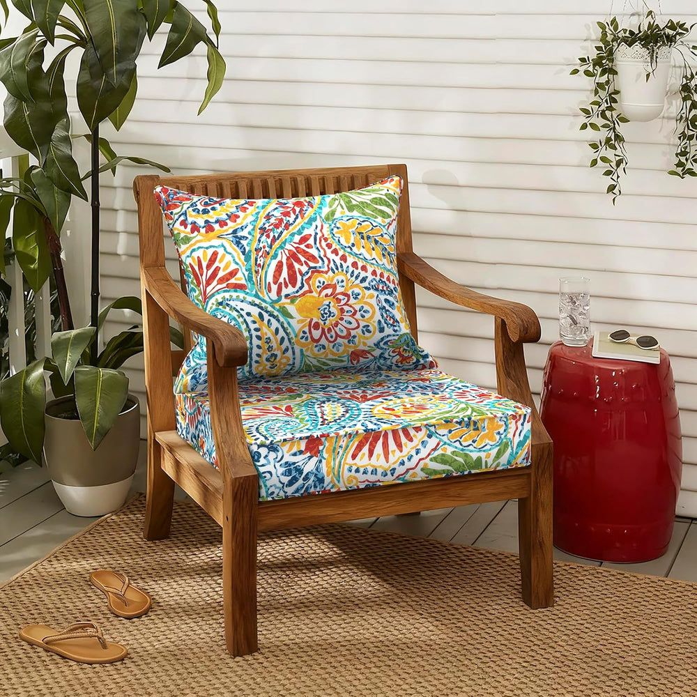 LVTXIII Outdoor Deep Seat Cushion 24"x24"x4" Patio Seat and Ba...
