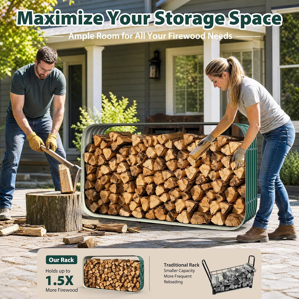 5.5 X 2.7 X 1.5 FT Cuboid / 4FT Square Green Firewood Rack Outdoor / Indoor