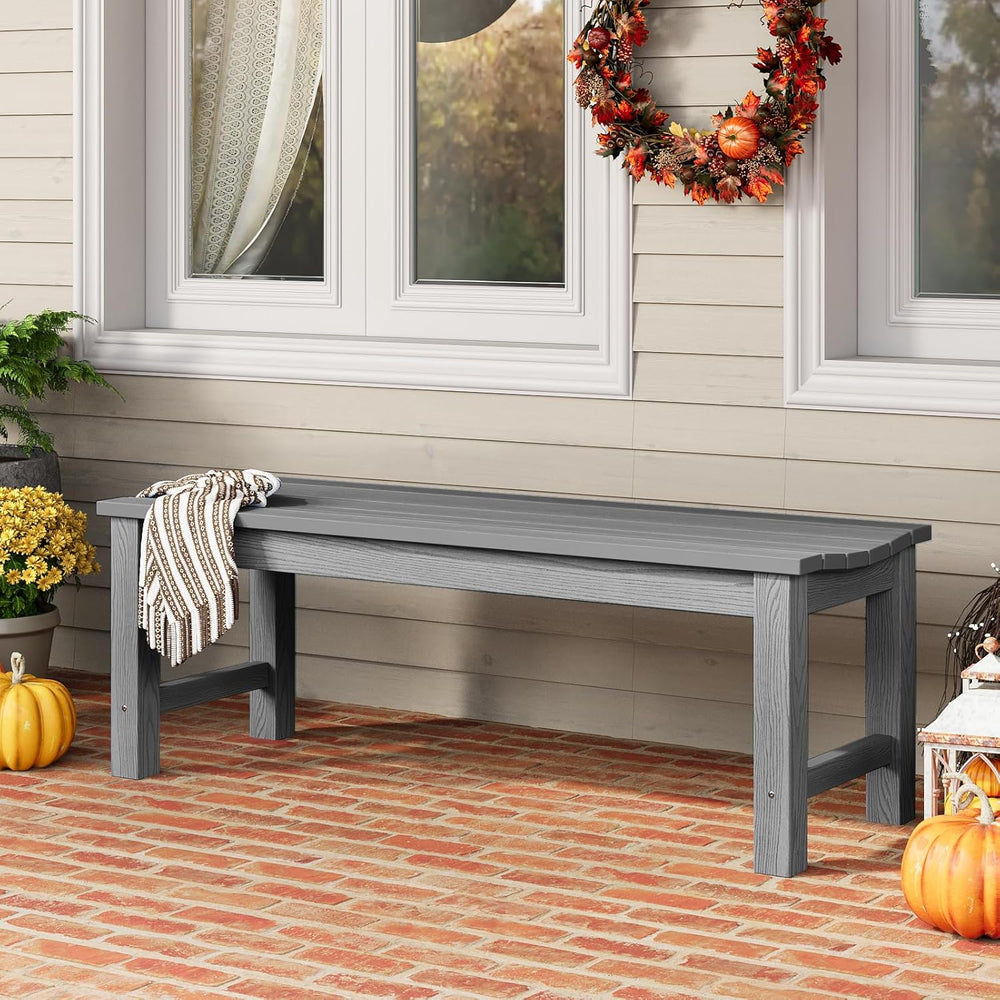 Outdoor Bench, 2-Person Patio Backless Bench Holds up to 800lbs, Weatherproof...