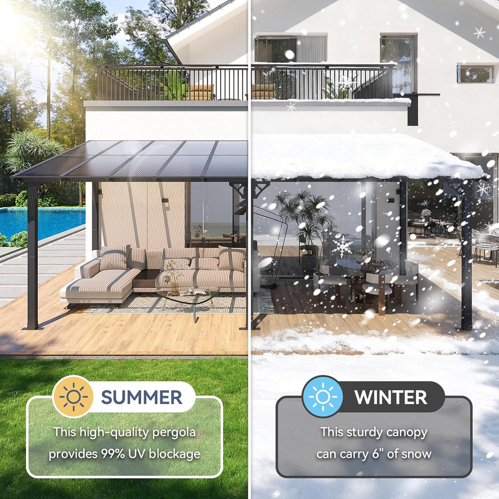 10' X 20' Lean to Gazebo Pergola, Metal Outdoor Gazebos