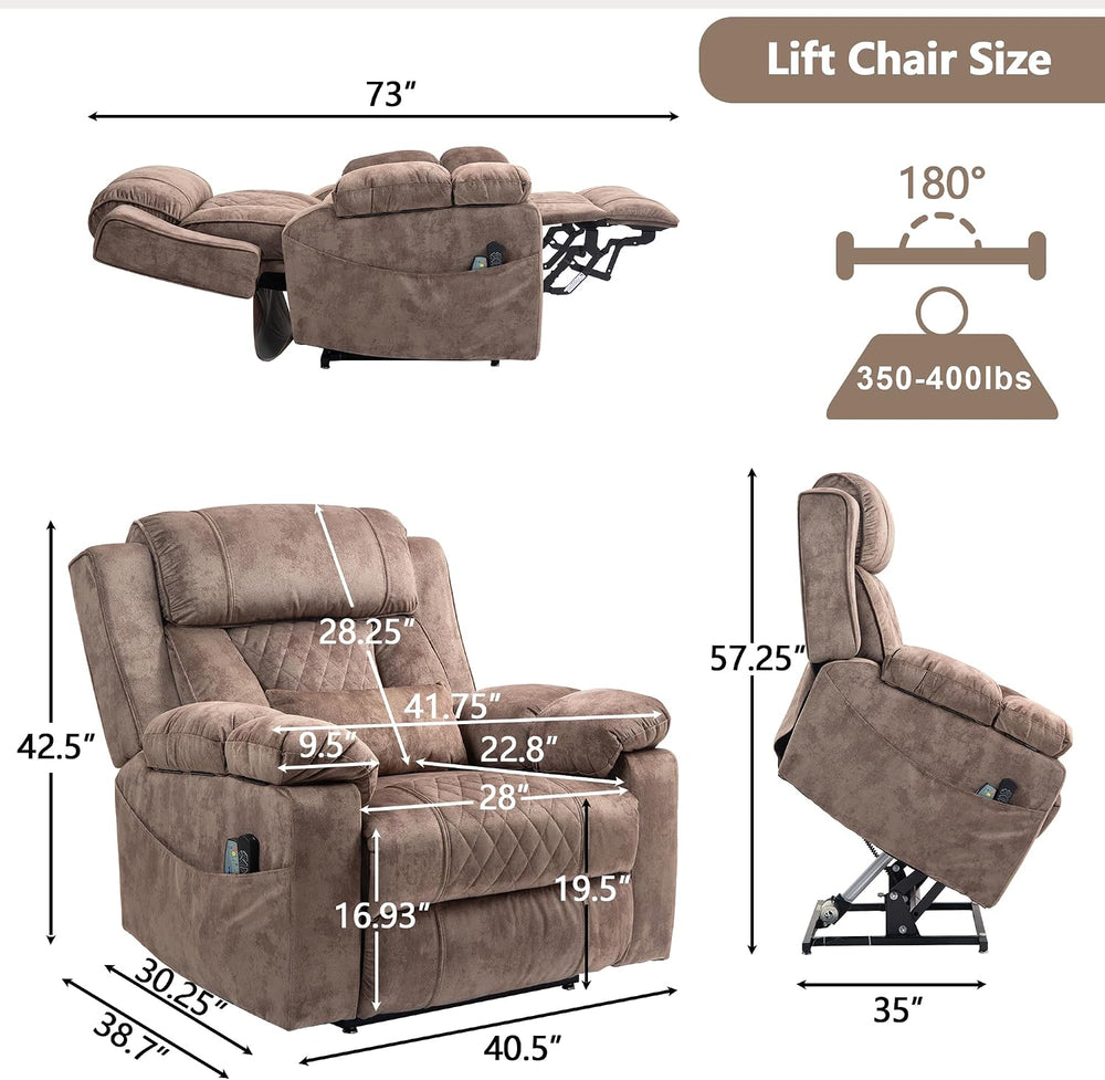 FUNECORP Big Man Power Lay Flat Lift Recliner Chair,Tan