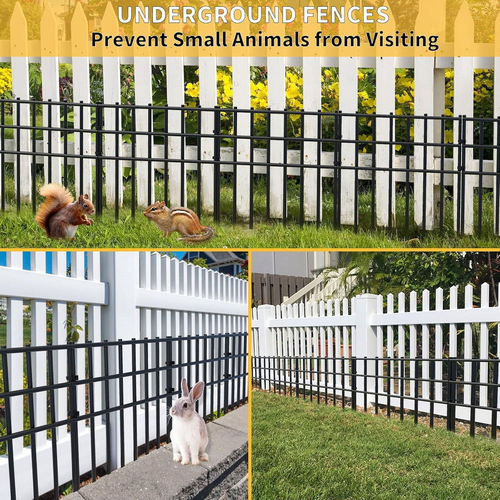 25 Pack Garden Animal Barrier Fence, 17in (H) X 27ft (L) No Dig Fence, Rustpr...