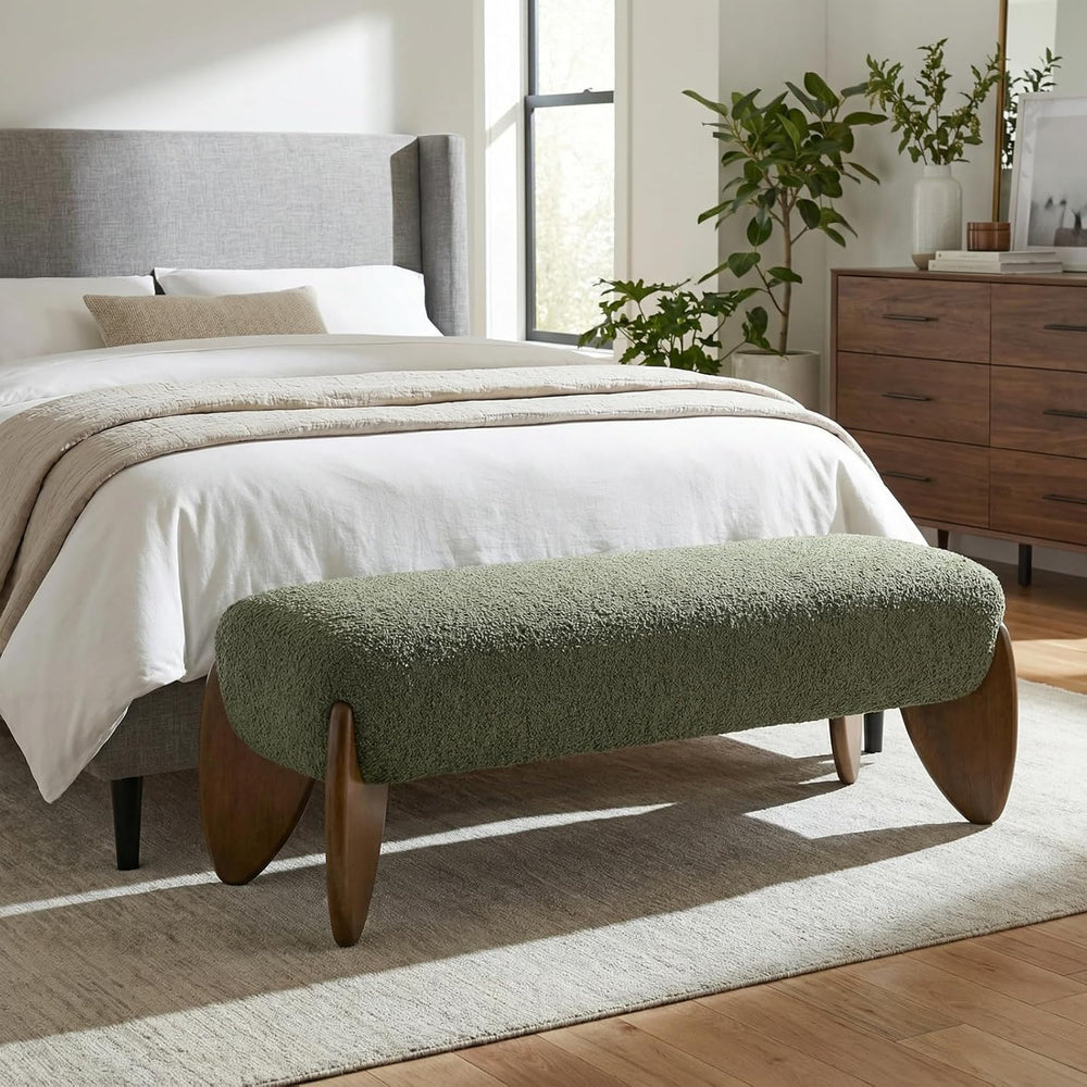 CIMOTA Modern Entryway Bench, 50" Bedroom End of Bed Bench, Green