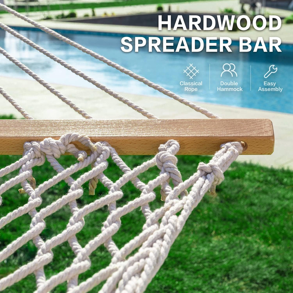 PNAEUT Double Rope Hammock with Stand Included, 12ft Heavy Duty Stand, 2 Pers...