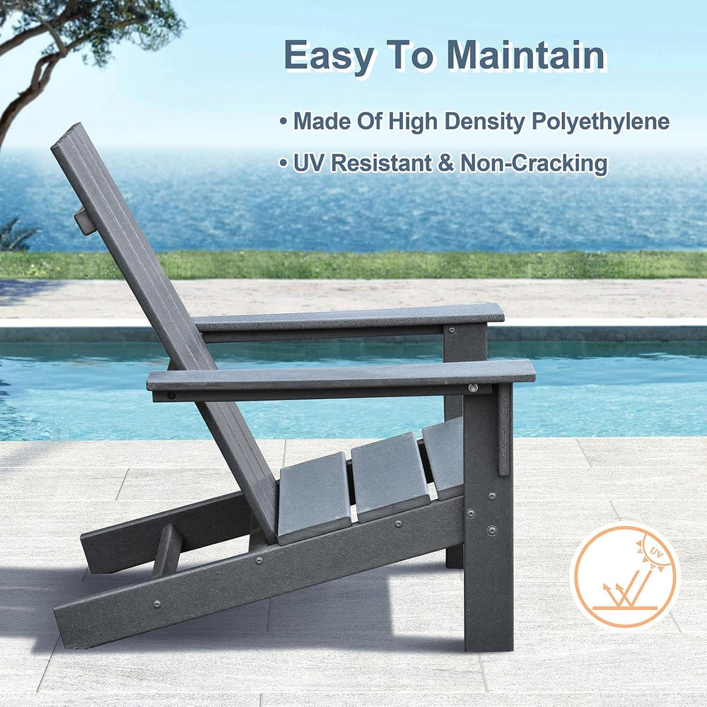 ATR ART TO REAL 1PC HDPE Adirondack Chairs Fire Pit Chair for Relaxing Gray