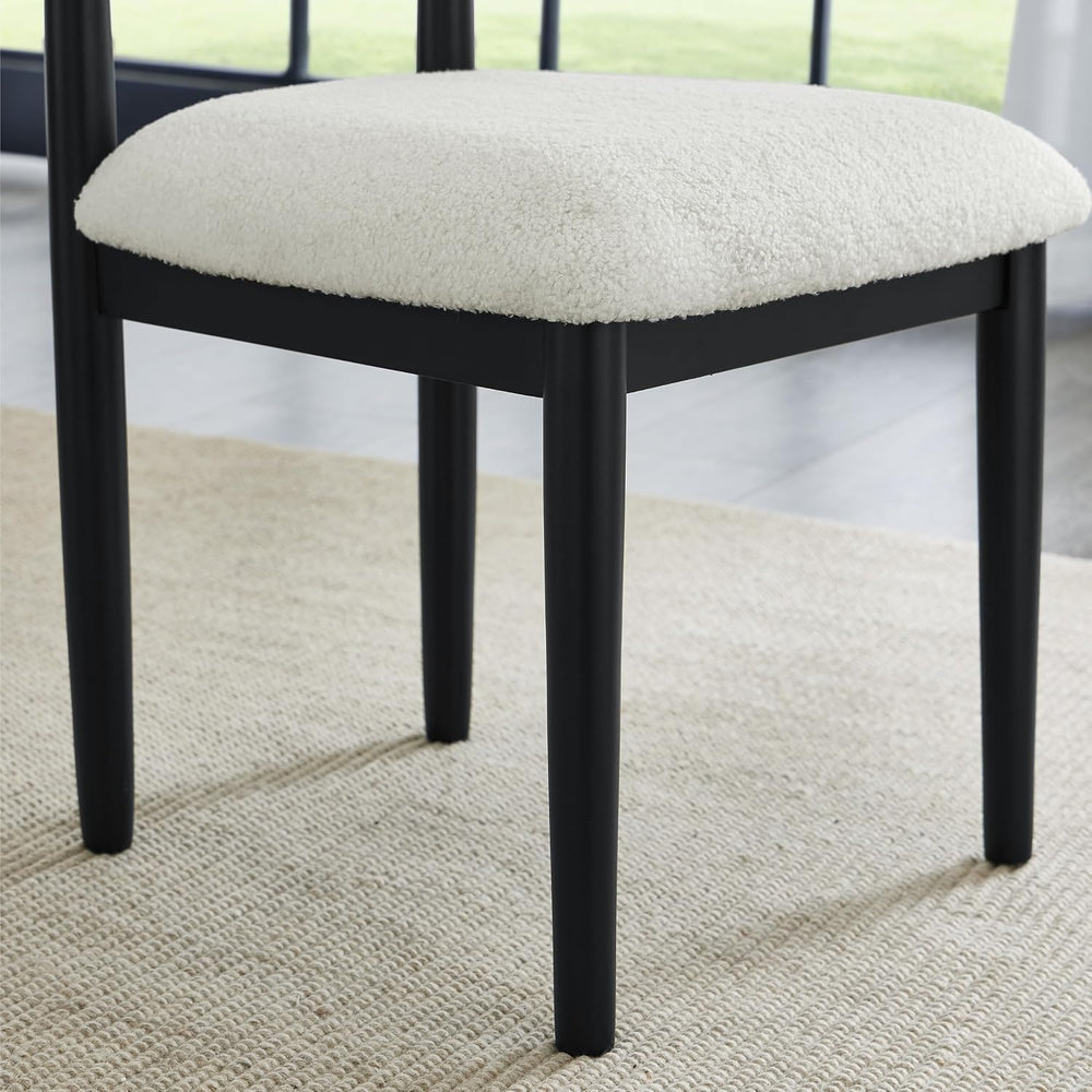 Roundhill Furniture Ellis Boucle Upholstered Dining Chairs, Set of 2, White/M...
