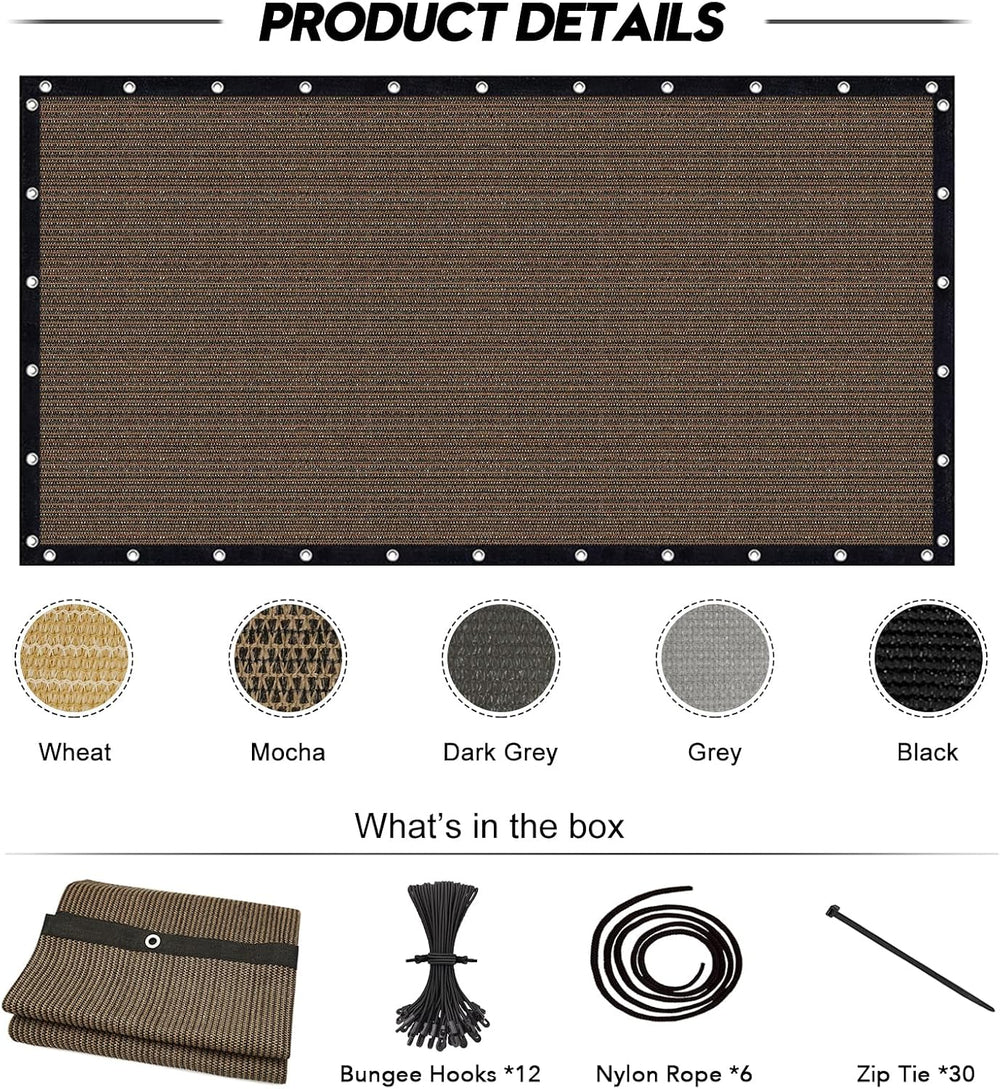10' X 20' 90% Sun Shade Cloth Outdoor Patio Mocha Pergola Shades Cove...
