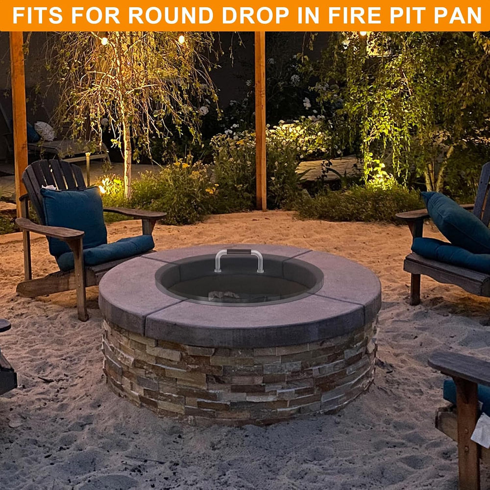 28 inch Fire Pit Round Metal Cover for Outdoor Built-in Stone Fire Pit