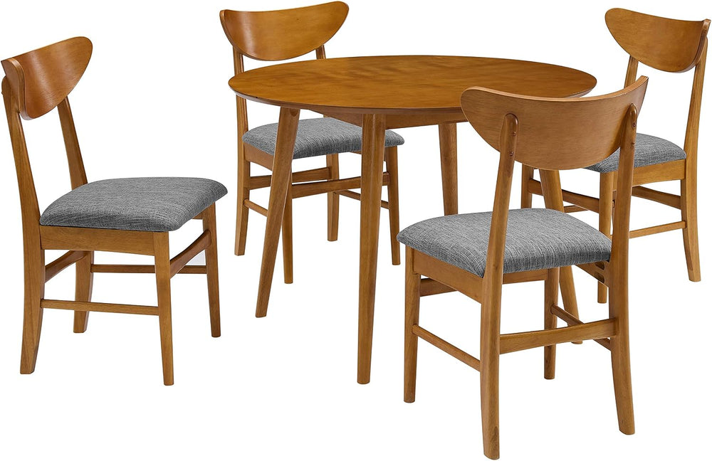 Crosley Furniture Landon 5-Piece Mid Century Round Dining Table Set for 4, Acorn