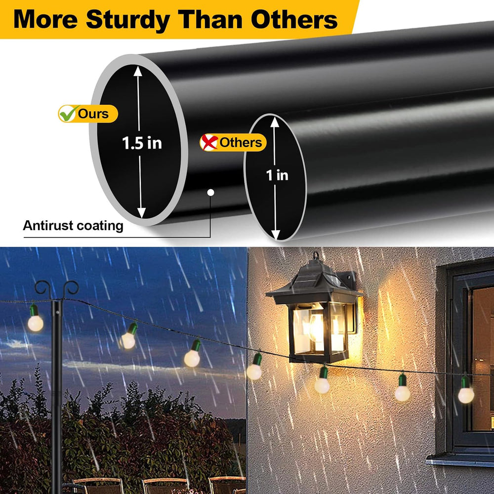 COCONUT String Light Poles, 10 FT Heavy Duty Metal Poles for Outdoor String L...