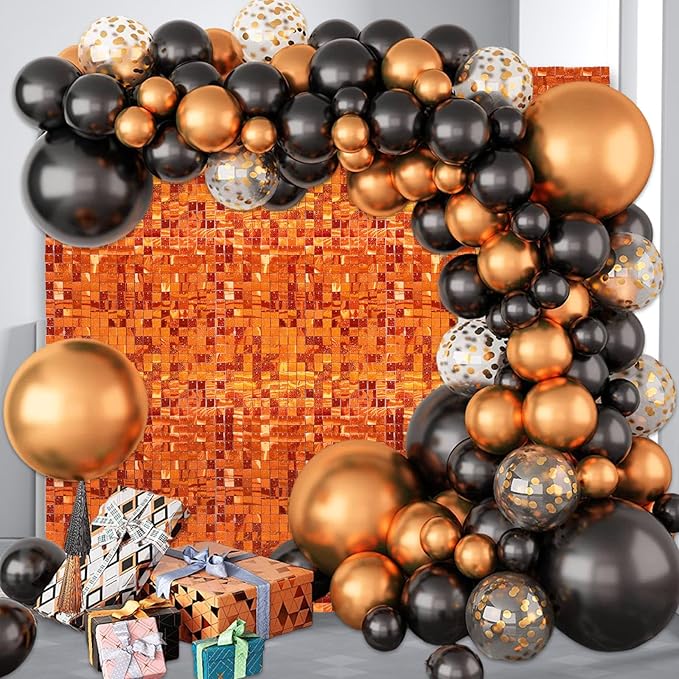 24PCS Orange Shimmer Wall Backdrop, Laser Square Sequin Photo Backdrops Panel...