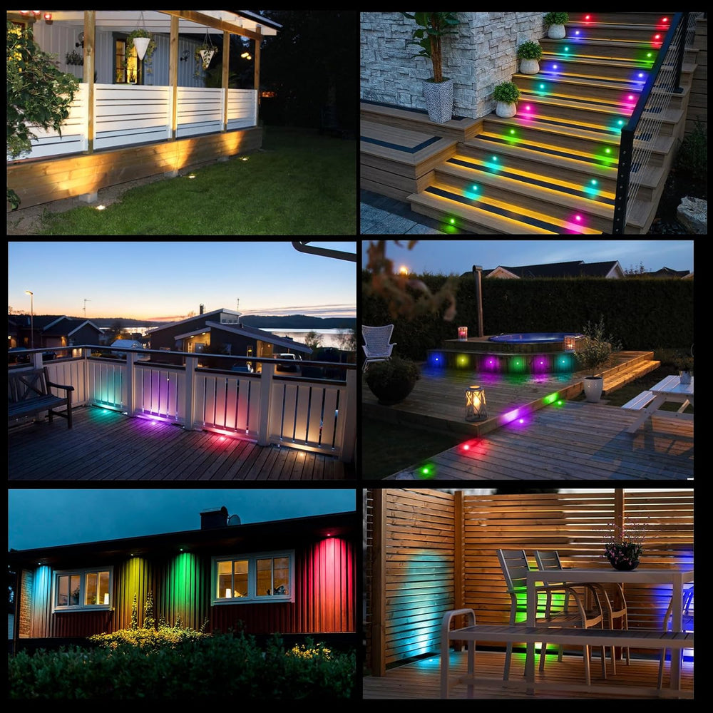 Recessed LED Deck Lights Kit, 10 Pack Φ1.77 WiFi Pixel RGBW+IC Multicolor