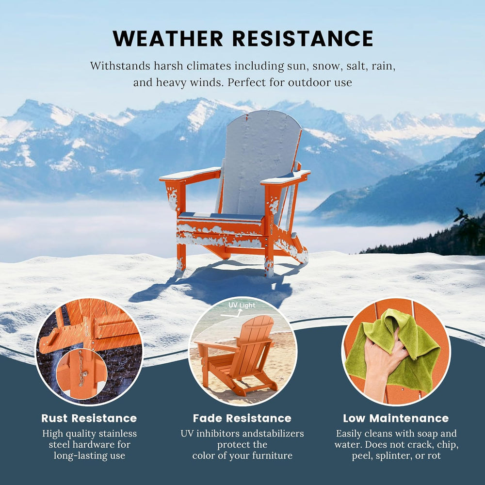 WO Home Furniture Laguna Folding Adirondack Chair, HDPE Patio Chair, All Weat...