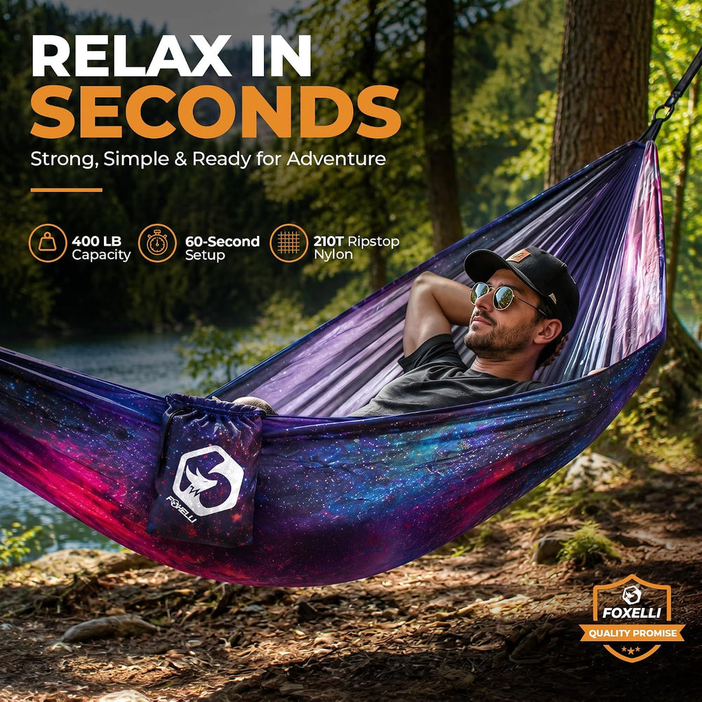 Foxelli Camping Hammock – Ultralight Hammock for Backpacking, Hiking, Festiva...