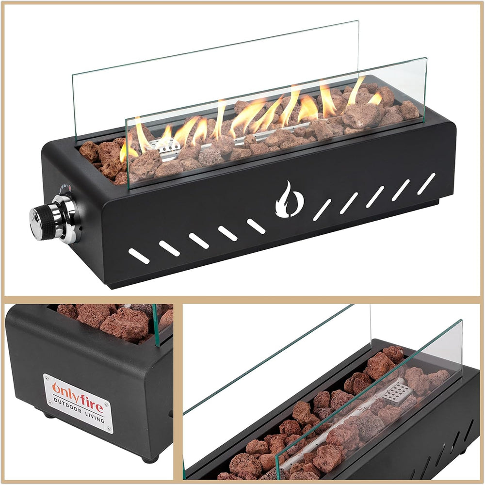 18" Propane Gas Fire Pit Side-Mounted, Portable Tabletop Fireplace, FP026