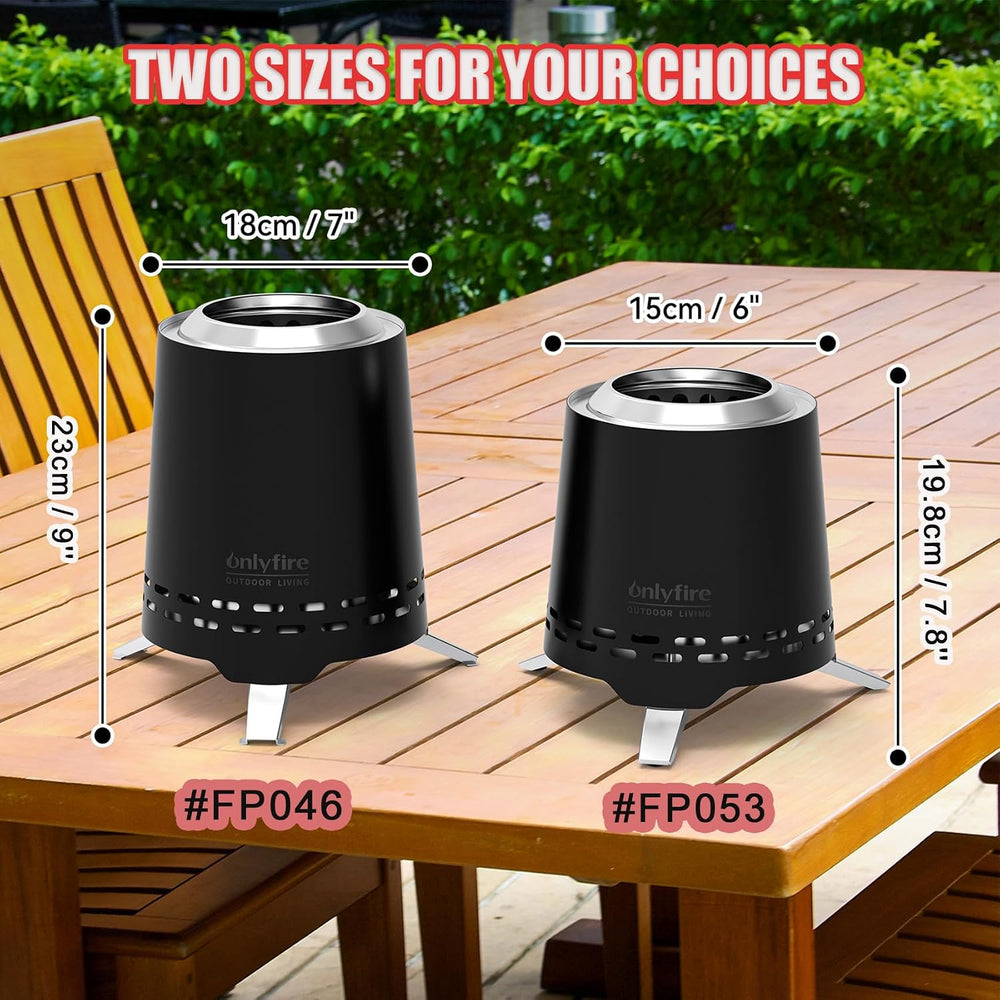 2-in-1 Wood Burning Fire Pit with Pot Rack, 7.8" Tabletop Fireplace, Black