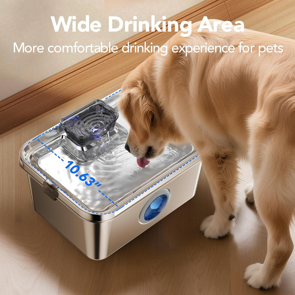 PETIMI Dog Water Fountain, 3 Gallons Stainless Steel Dog & Cat Water Foun...