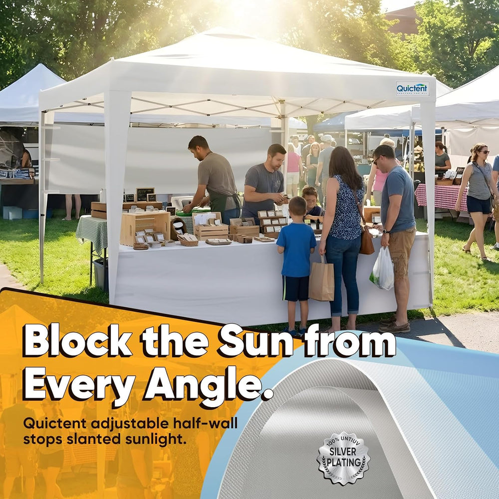 Quictent 10x10 Pop Up Canopy Tent with Half Sidewall